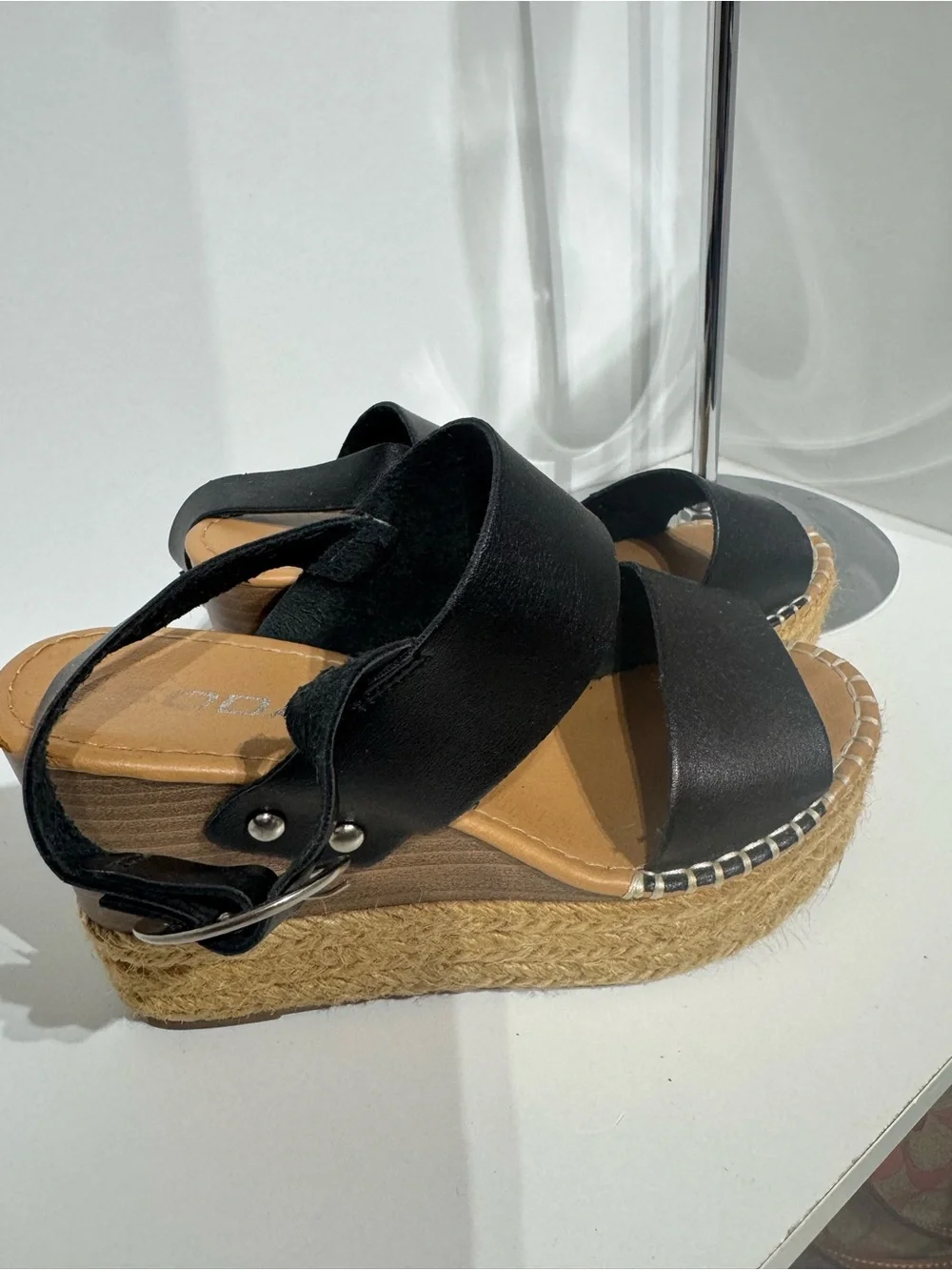 Soda Black Espadrille Platform Wedge Sandals